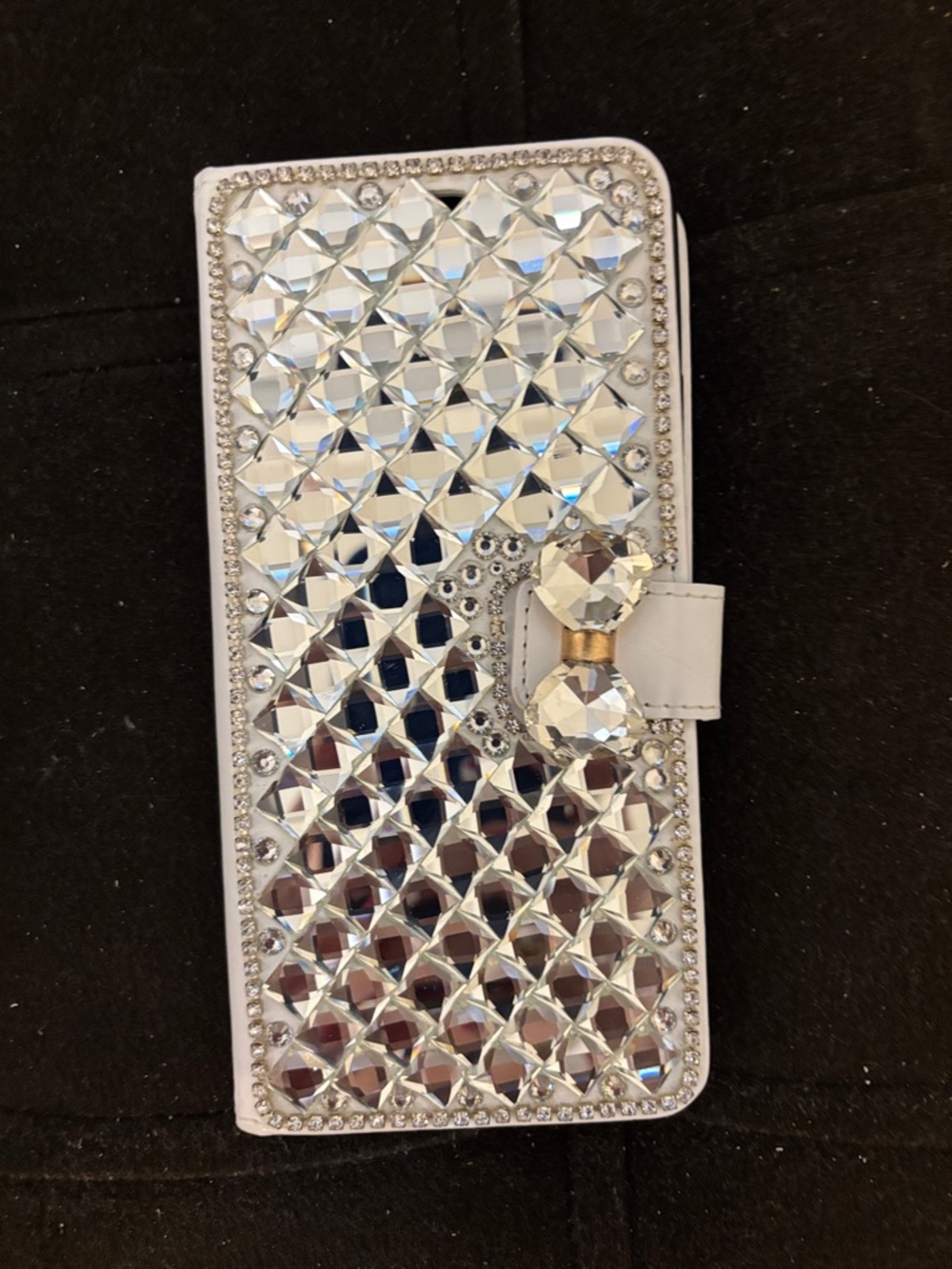 White Crystal-Embellished Wallet galaxy note 20 - Picture 1 of 3